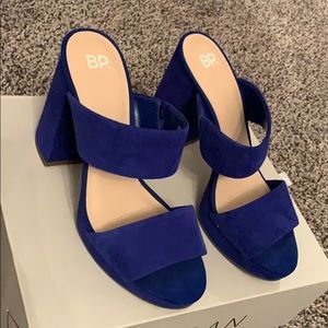 Cobalt blue chunky platform sandal heels